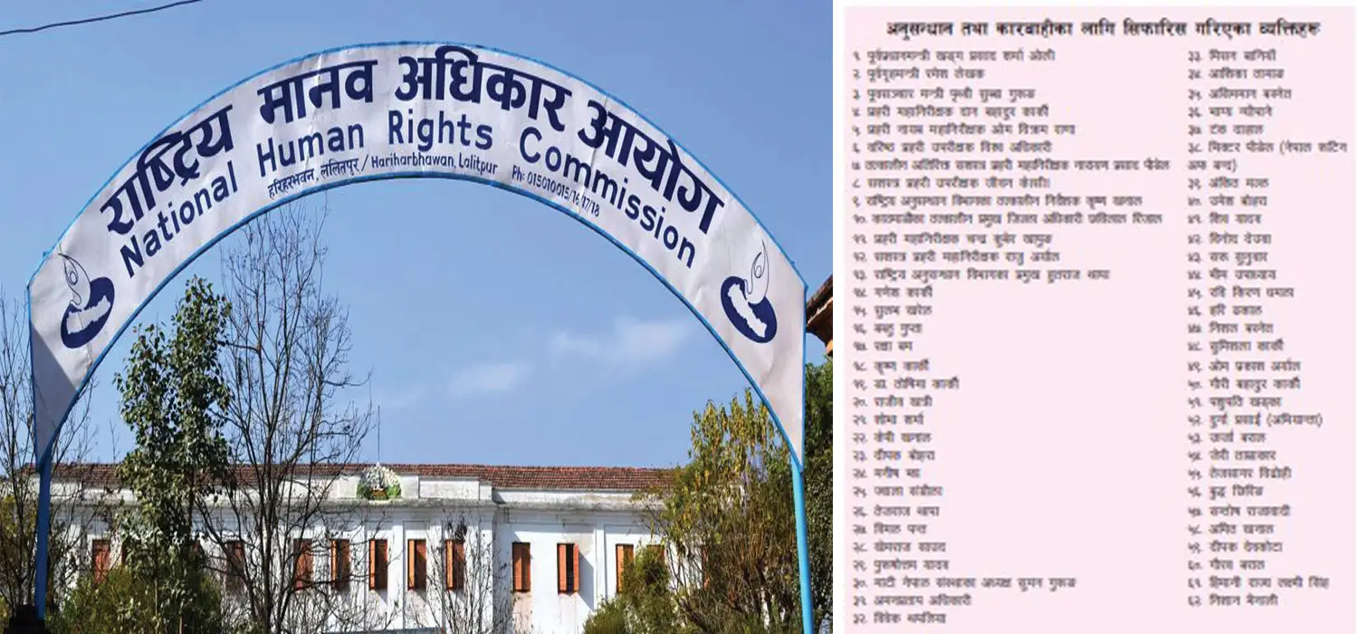 मानवअधिकार आयोग प्रतिवेदन: ओली, लेखक र सुशीला कार्कीसहित पाँच दर्जन बढीलाई कारबाही सिफारिस
