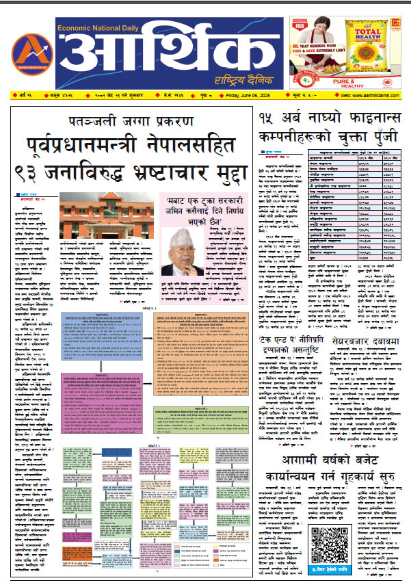 आर्थिक दैनिक, वर्ष १६ अङ्क ४६२५, २०८२ साल जेठ २३ गते शुक्रबार
